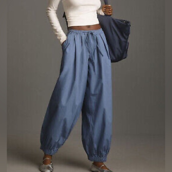 Anthropologie Pants - Anthropologie Blue Parachute Pants with Pockets- Small